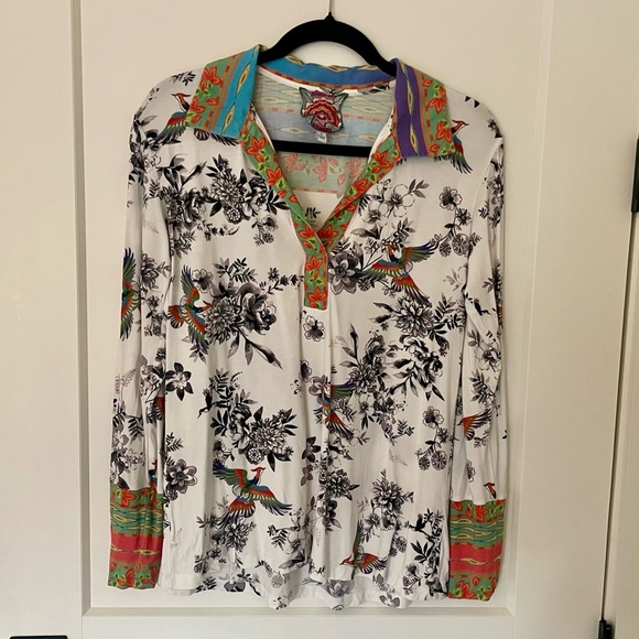 Johnny Was Dreamer Garden Split Front Henley Tee - Picture 3 of 13